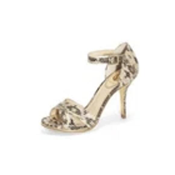 Vince Camuto Shoes - Black and Cream Snakeskin Leather VC Signature High Heel Sandals, Size 8